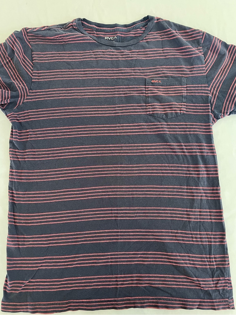 RVCA Men’s Navy & Red Stripe Pocket T-Shirt